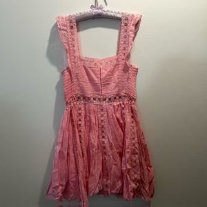 free people pink lace mini dress